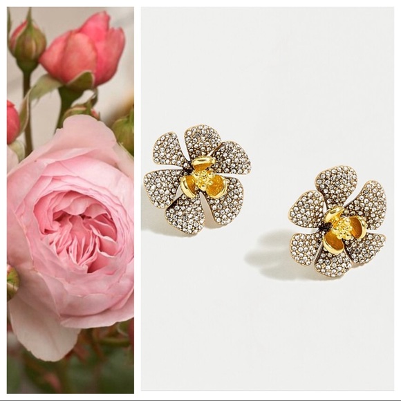 J. Crew Jewelry - J. Crew Mini Icicle Flower Pave’ Earrings New!